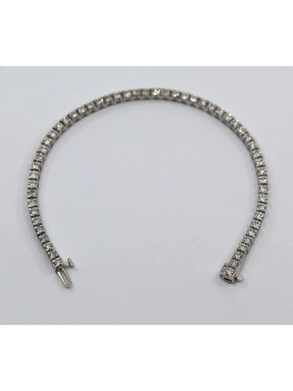 14K Solid White Gold Designer Round Cut Diamond Tennis Link Bracelet - 7